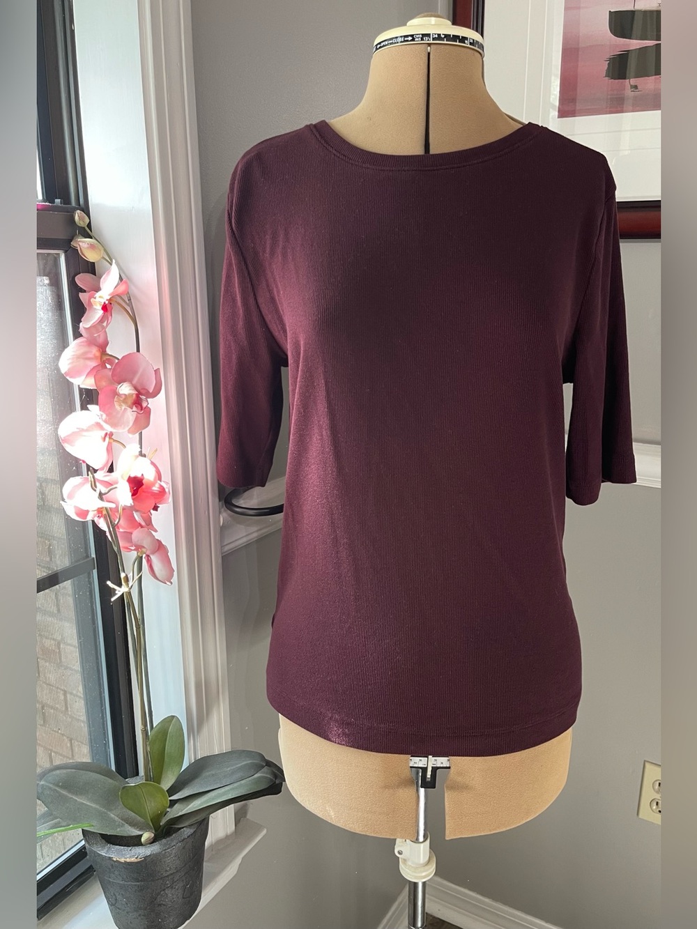 LOFT Plum Crewneck Short Sleeve Top